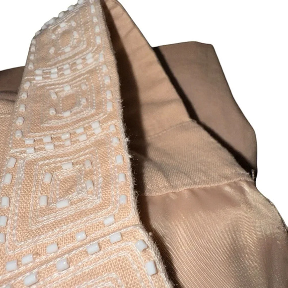 Evan-Picone Sz 12 Linen Sheath Dress Beaded Office Neutral Light Academia - Picture 10 of 13